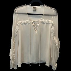 Haute Hippie Cream Lace-Up Tunic
